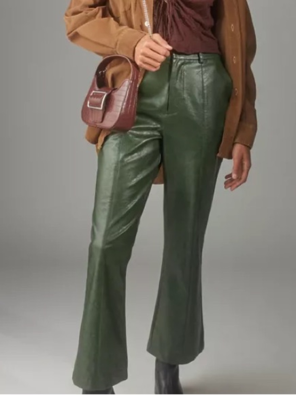 Like New! Urban Outfitters Dark Green Faux Leather Flare Pants Size XL